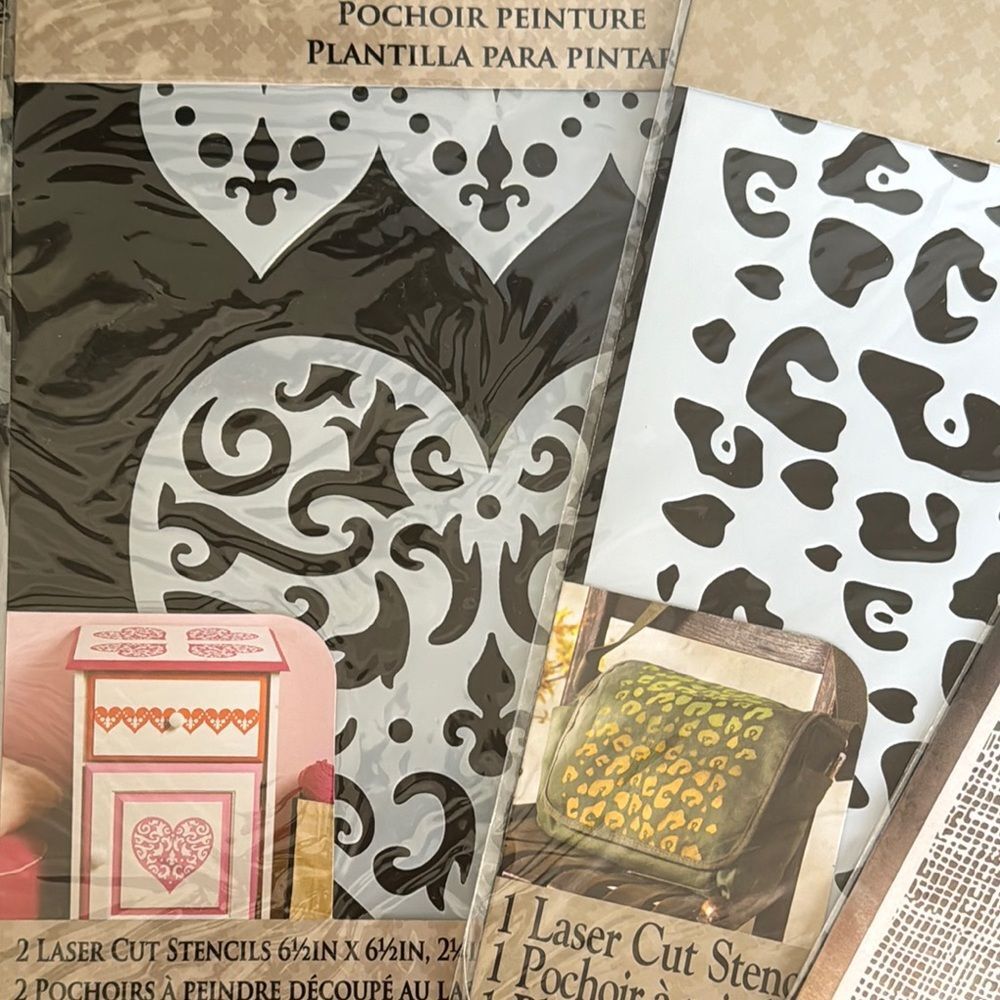 Craft Stencil Set with Animal Prints and Patterns NWT - Picture 4 of 10